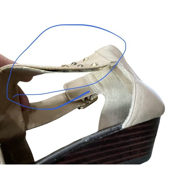 Steve Madden Haley Y2K Studded Gladiator Wrap Nude Tan Wedge Sandals Size 10 M - Picture 9 of 10